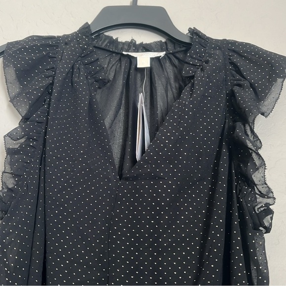 🌹NWT:MICHAEL Michael Kors Dewdrop Chiffon Ruffle Top - Picture 7 of 10